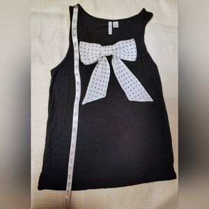 Elle XS Black Tank Top with Polka Dot Bow